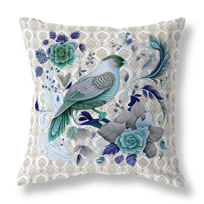 Coussin Songbird, H 18 po x l 18 po, Vert / crème