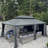 PURPLE LEAF 14' X 20' Permanent Hardtop Gazebo Aluminum Gazebo with Galvanized Steel Double Roof for Patio Lawn and Garden, Curtains and Netting Included, Gray-95418147