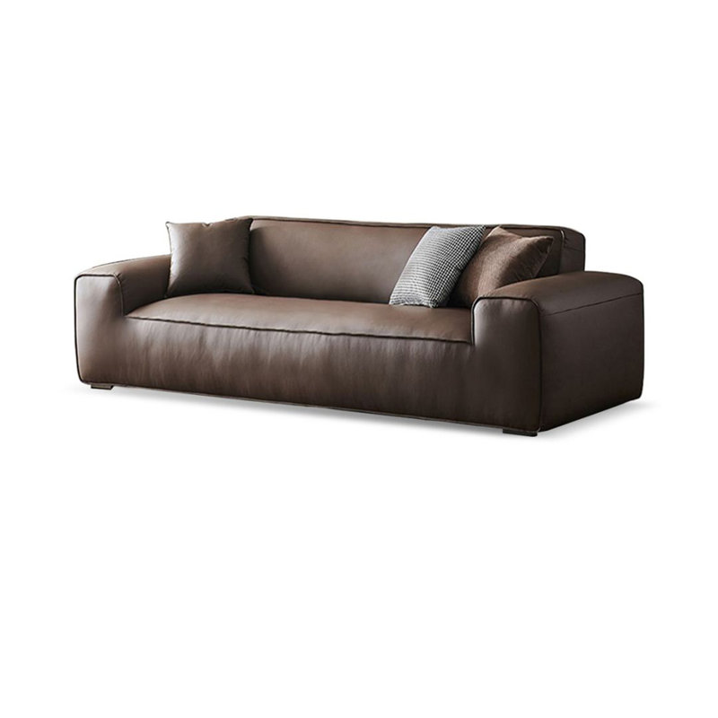 Causeuse coussin en cuir véritable Coffee, Café