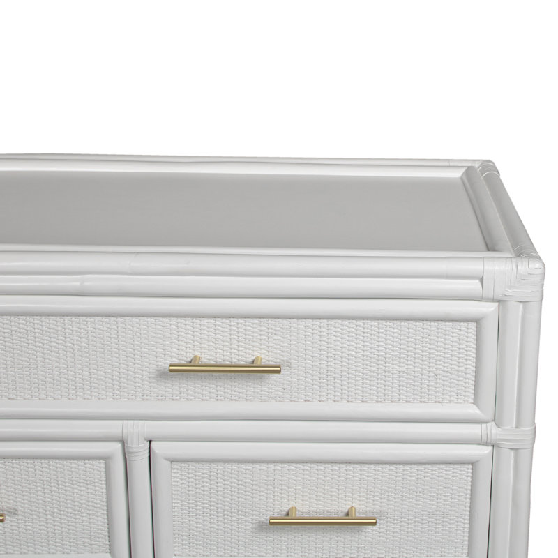 Aruba 8 - Drawer Dresser, White/Gold