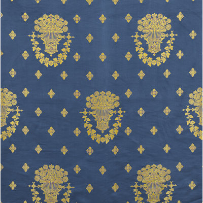 Blue Room Lampas Silk Fabric