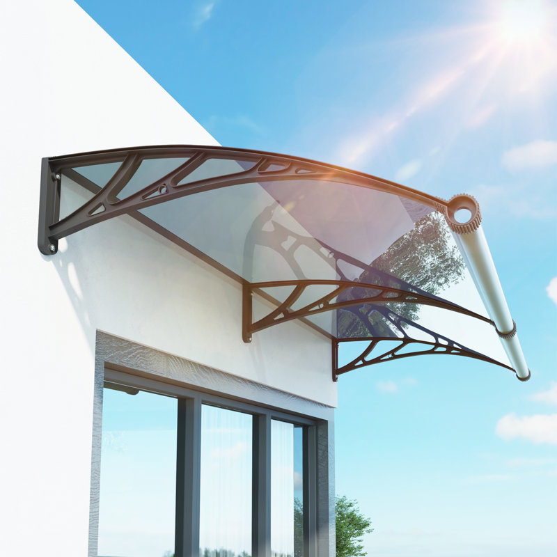 Solid Polycarbonate Sheet Window Awning Door Canopy  Panel with Large Drainage Grooves Bracket Outdoor Patio Shelter
