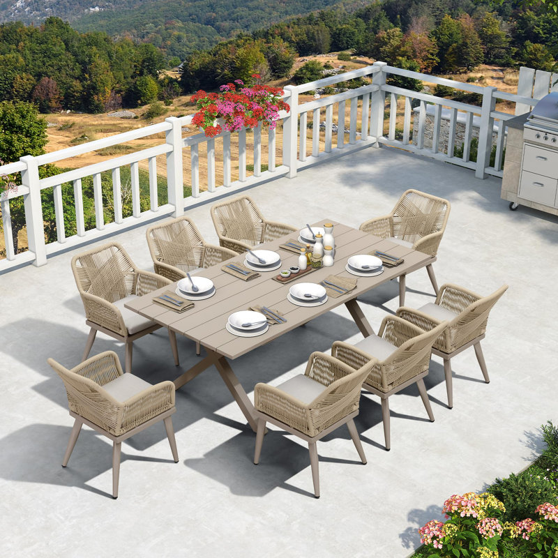 Ensemble de salle à manger rectangulaire pour l'extérieur L 80,7 po pour 8 personnes