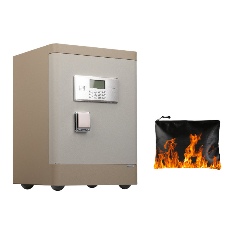 Security Safe Lock Cabinet With Fireproof Bag, Beige