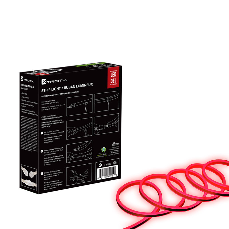 Cordon flexible à DEL pour dessous de meuble, Rouge