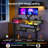 Electric standing desk, height adjustable, with storage space, standing gaming desk with LED light strip, suitable for home office and gaming, sit/stand workstation.-1634015404-1634015407
