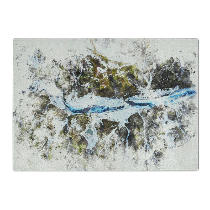 Mountain Ravine in Iceland Watercolour Chopping Board, 20cm W x 28.5cm L
