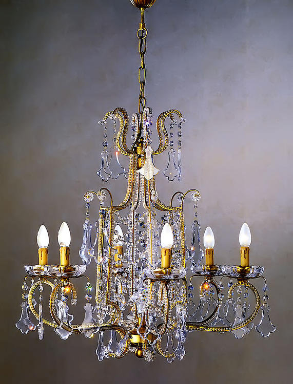 6 - Light Candle Style Empire Chandelier, Bohemian