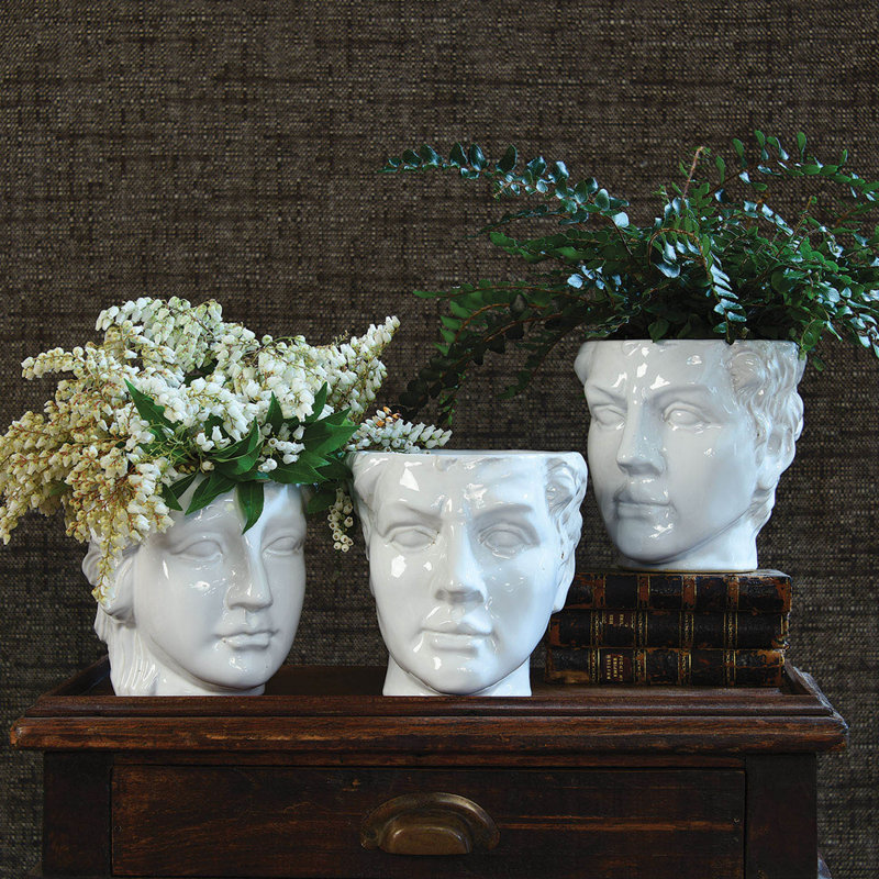 Cogdell Apollo Ceramic  Head Statue Planter