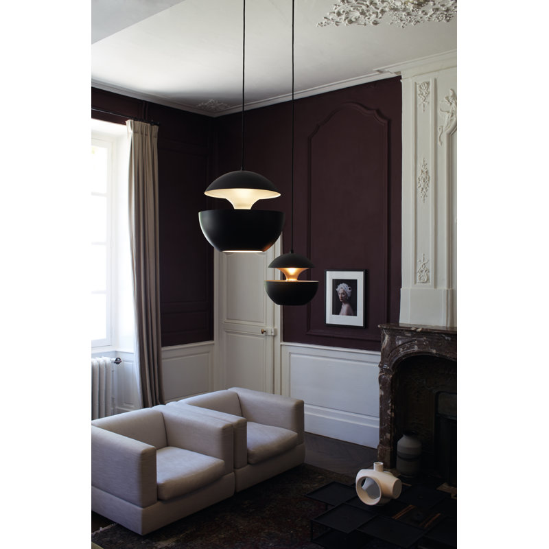 Here Comes The Sun 1 - Light Pendant, 13.78" H x 13.78" W x 13.78" D, Black/White