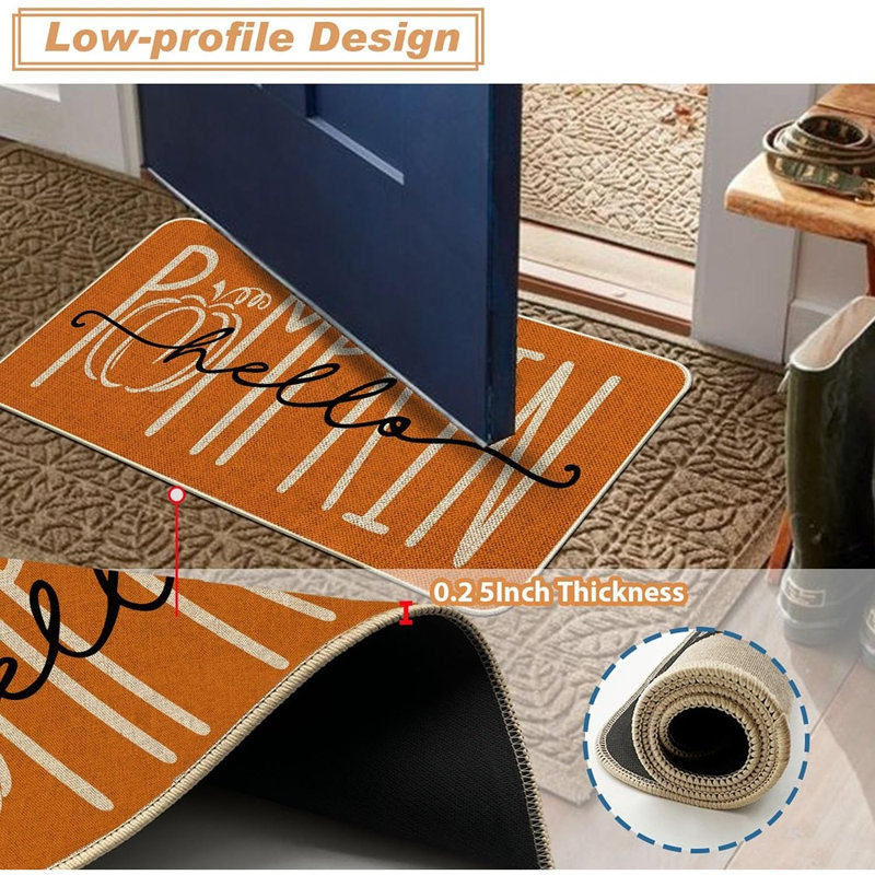 Ensemble de 2 tapis de cuisine citrouille d'automne antidérapants 17 x 29 et 17 x 47 po