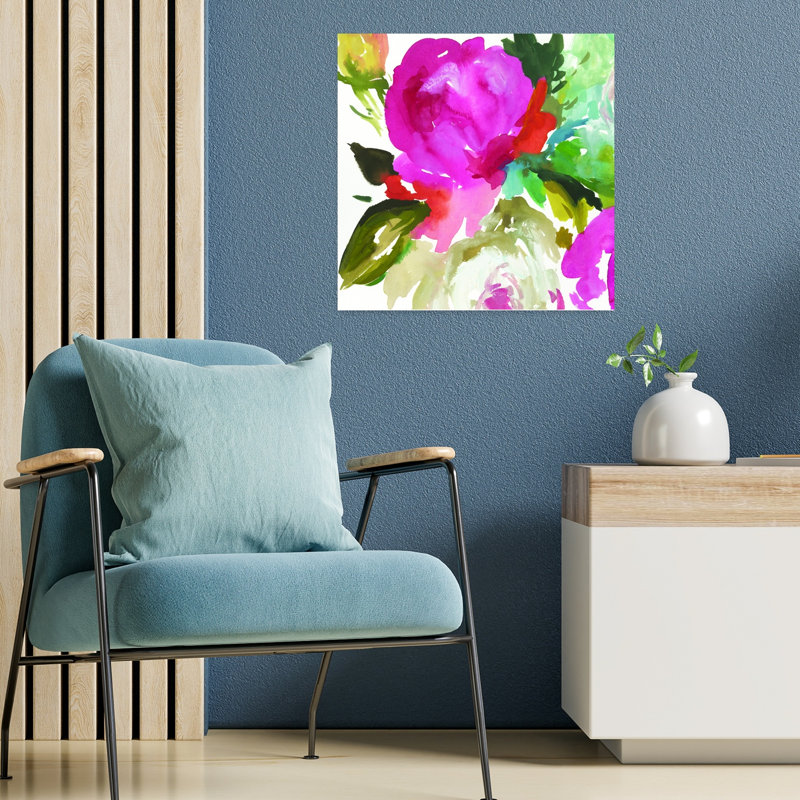 Belle II, art floral abstrait et organique, H 18 po x l 18 po