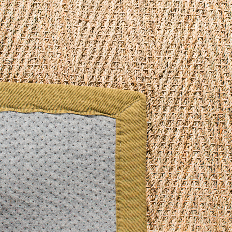 Auckland Bamboo Slat/Seagrass Natural/Olive Area Rug, Rectangle 4' x 6'
