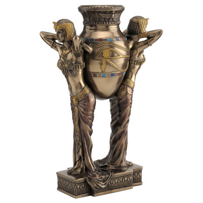 Astoria Grand 15,35 po H Femmes art déco égyptiennes transportant un vase Bronze coulé à froid