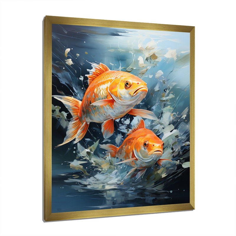 " Fishing Carp Collage II ", 20" H x 12" W x 1" D, Gold Picture Framed