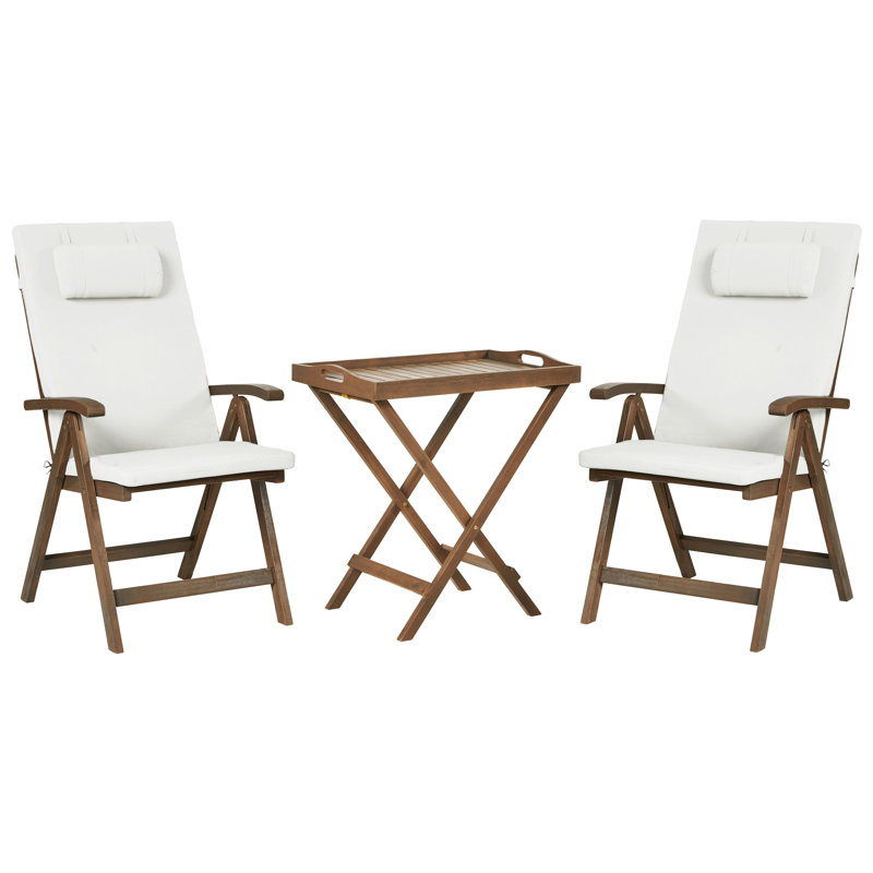 Bistro Set AMANTEA PREMIUM Acacia Wood Off-White