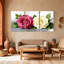 Rose, rose, rose, blanc, rose, feuilles vertes, réflexion, ensemble de 3 impressions sur toile-310622177