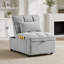 Canapé-lit simple multifonctionnel 4-en-1 avec poches de rangement, conception escamotable capitonnée, dossier réglable et coussins moelleux, gris