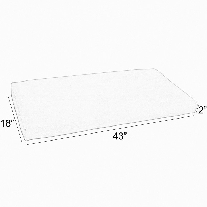 Outdoor Bench Seat Cushion, 2" H x 43" W x 18" D, Canvas Aruba Sunbrella® Canvas