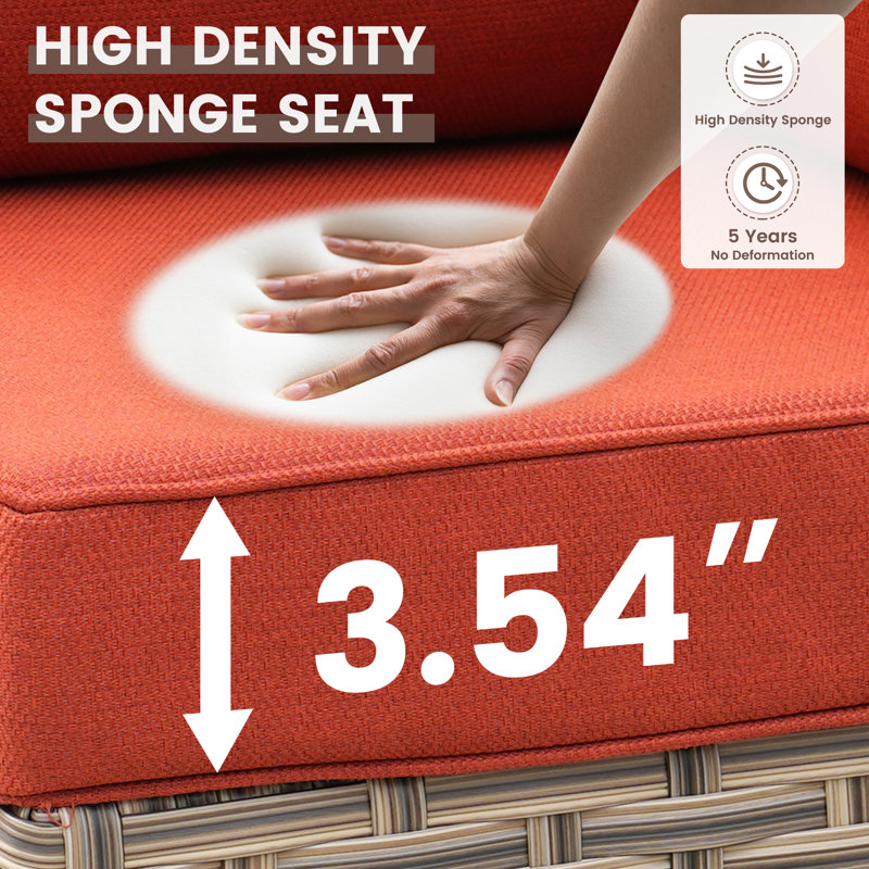 6 - Person Outdoor Seating Group With Cushions, Red