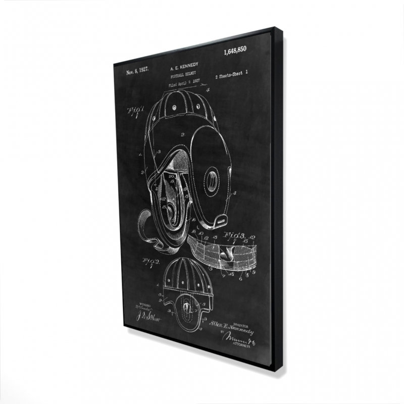 Impression sur toile noire d'un casque de football sur toile