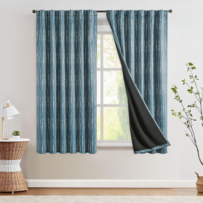 Blackout Boho Curtains Moon Phases Printed Bedroom Curtains