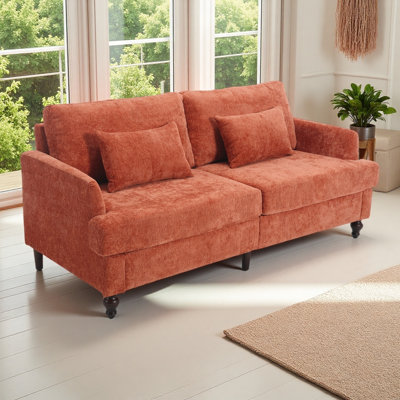 Mid Century Modern chenille Fabric Loveseat sofa, 2-Seat Upholstered Loveseat Sofa Modern Couch for Living Room, wood feet sofa for Bedroom, Reading (