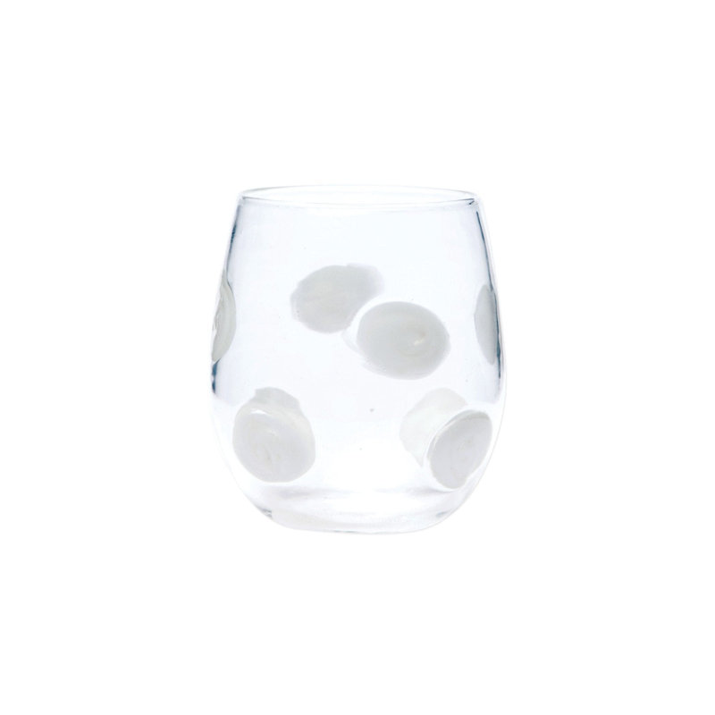 Drop Handmade Stemless Wine Glass, White