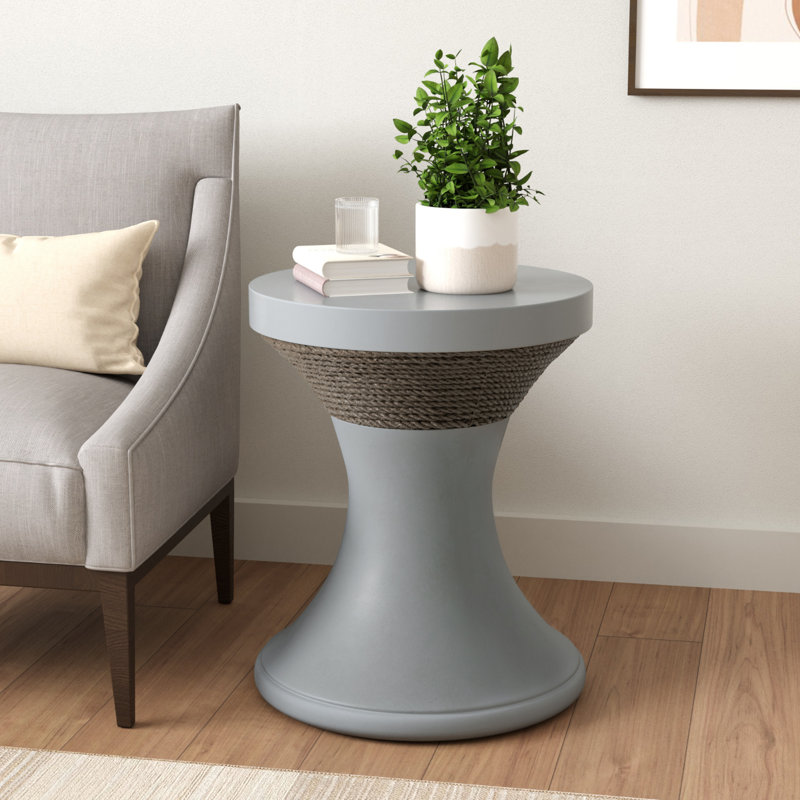 Table d'appoint en pierre Arsula, Gris foncé