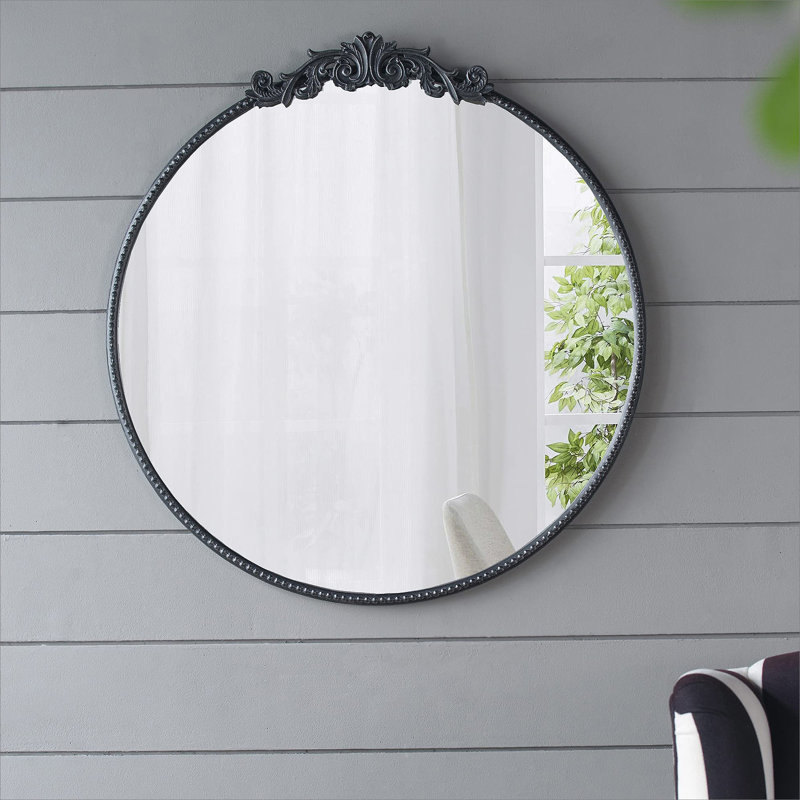 Miroir d'appoint mural Emmeline, 30 po x 32 po, Noir