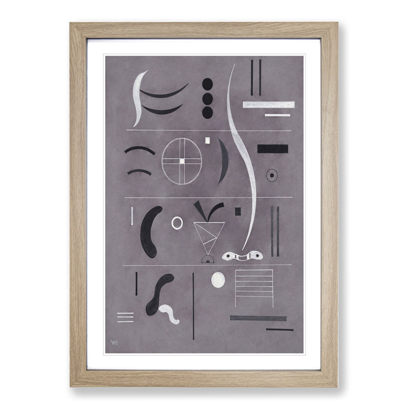 Four Parts by Wassily Kandinsky - Picture Frame Painting, 65cm H x 48cm W x 2cm D, Oak Framed