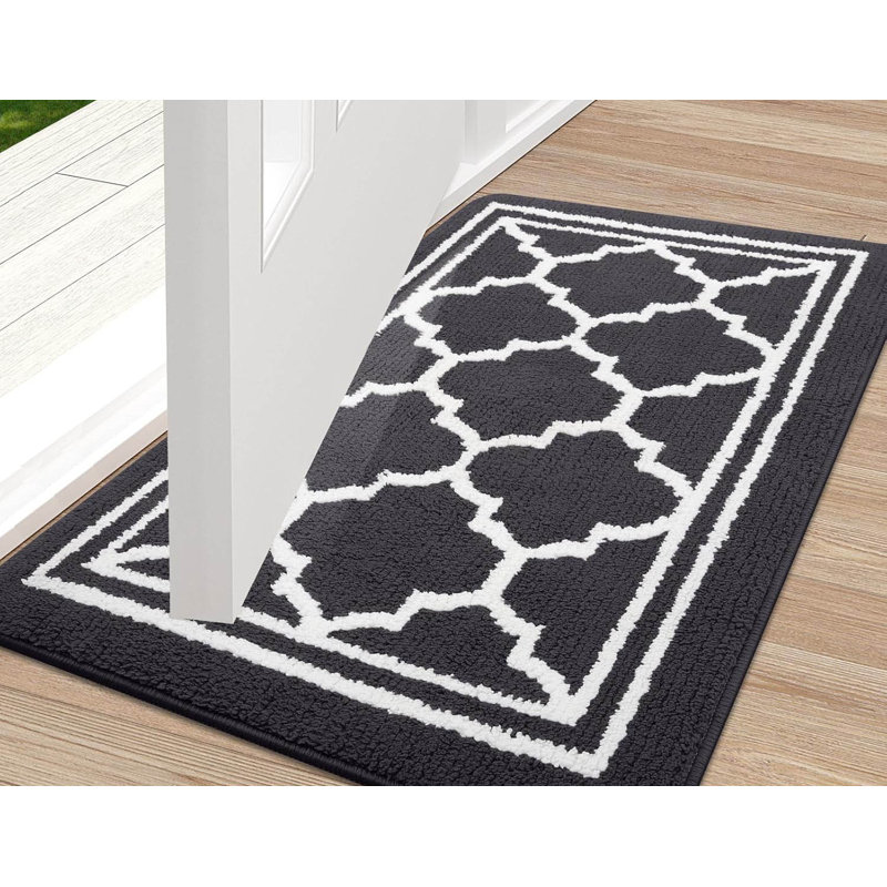 Washable Door Mats Indoor,Non-Slip Low Profile Doormat,80 Cm, Dark Grey