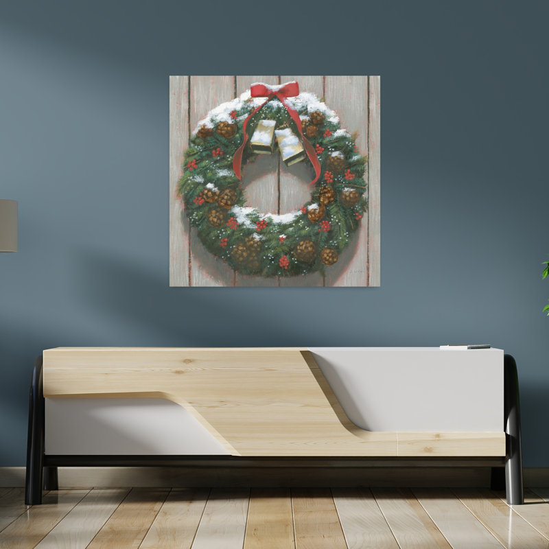 Art contemporain de couronne de Noël au cœur des baies, H 36 po x l 36 po