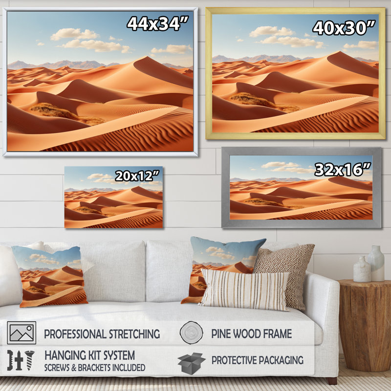 " Desert White Dunes Majesty II ", White Single Picture Framed, 34" H x 44" W x 1.5" D