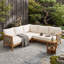 Ensemble de canapé modulaire d'extérieur en bois d'acacia 5 places avec coussins résistants à l'eau pour le patio, le jardin ou la cour