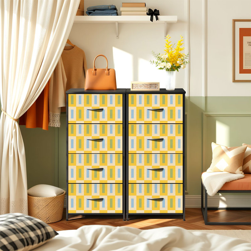 Commode à 4 tiroirs avec rangement vertical et crème