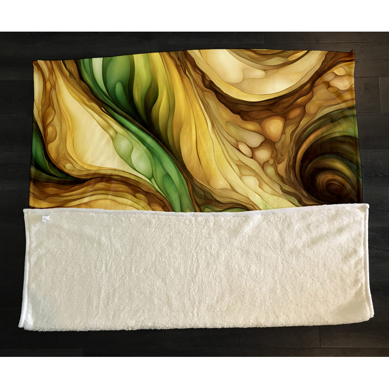 Throw Blanket, 68" W x 80" L, Yellow/Green, Swirl