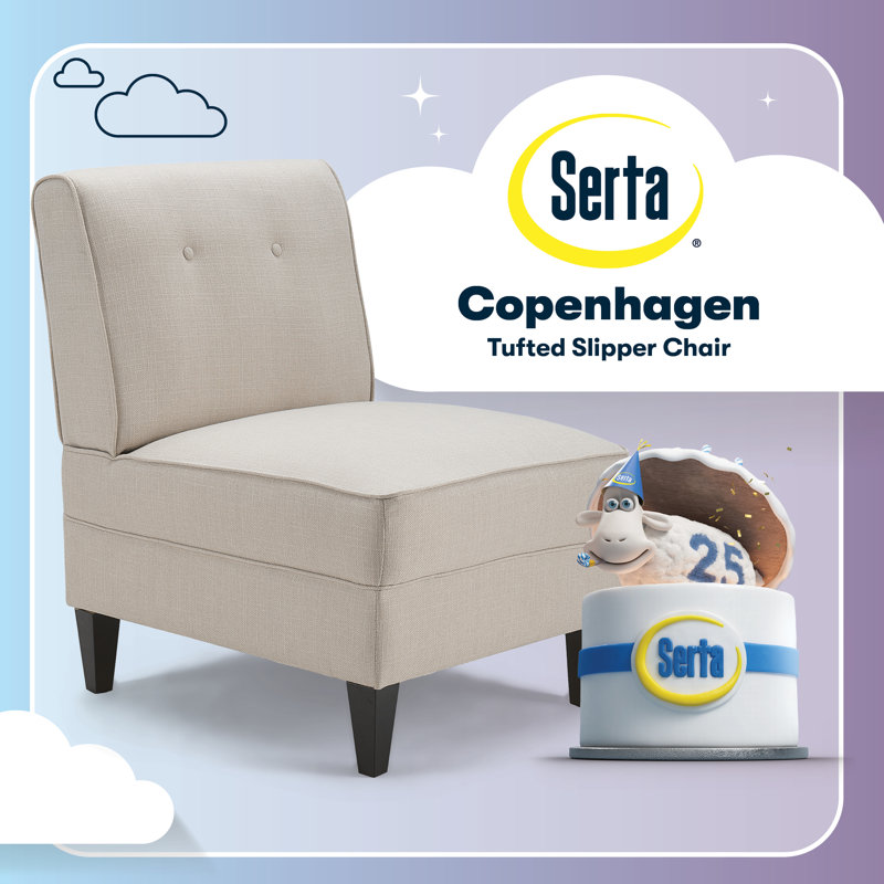  Fauteuil de chambre Serta Copenhagen, dossier capitonné, coussin de siège à ressort sinueux, tissu en polyester, Crème