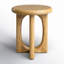 Table d'appoint ronde Griffey en chêne massif avec piètement sculptural en croix brossé, style naturel-1931793820