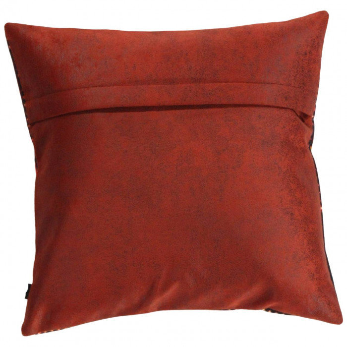 Square Throw Pillow, Rust/Gold/Black/Blue