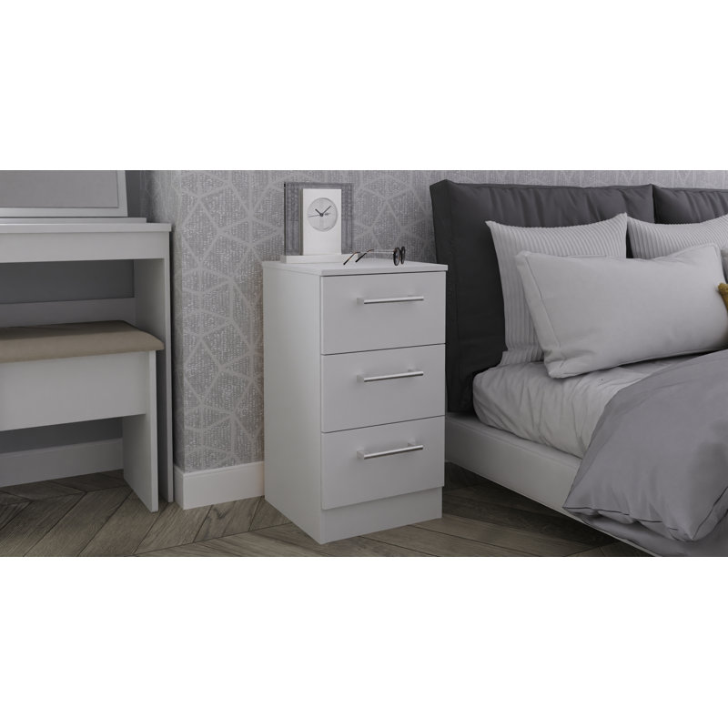 Fully Assembled Lebling 2 DrawerÂ Bedside Table, Grey