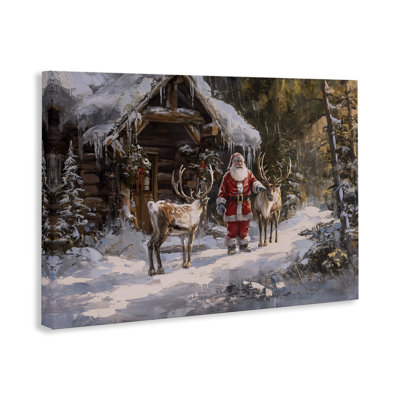 Art mural sur toile Traditional Santa par Cabin par Imagine It Images