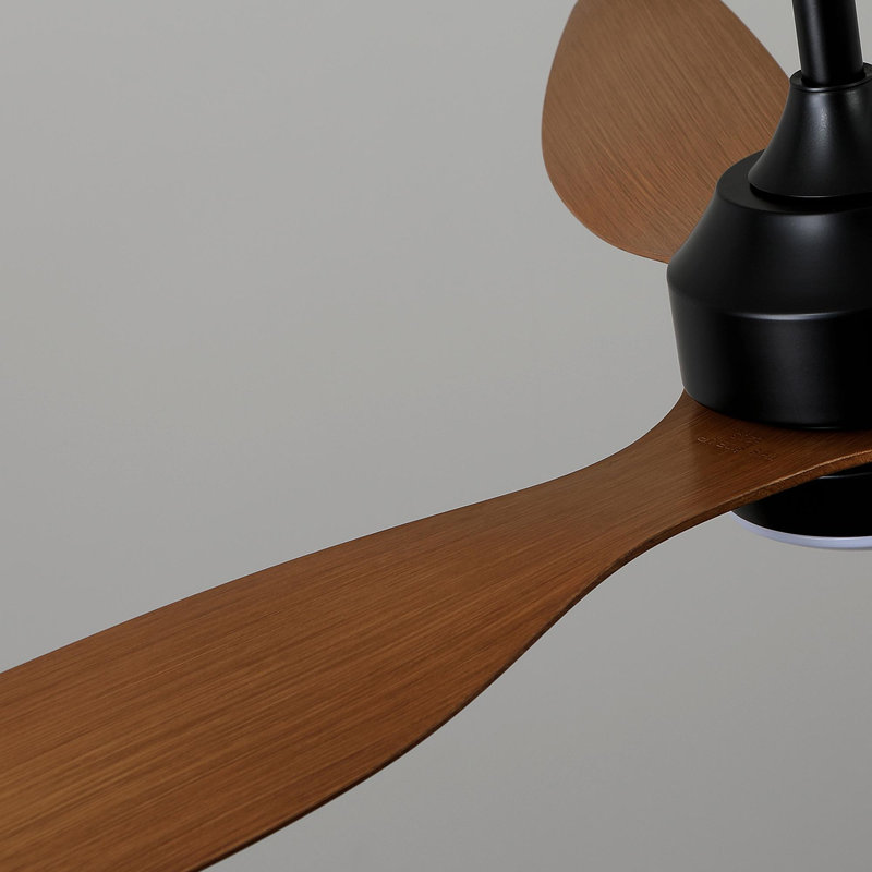 52" Ceiling Fan With Lights Quiet DC Motor 3 ABS Blade Ceiling Fans 6 Speed Levels,Reversible Ceiling Fan, For Patio Living Room, Bedroom, Office,Indoor. Matte Black + Walnut