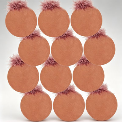 3 Inch Gentle Orange Flocked Glass Christmas Hanging Ornament Balls with Fluffy Feather Top Embellishment for Minimalist Luxury Xmas Tree and Household Holiday Decor Full Set of 12