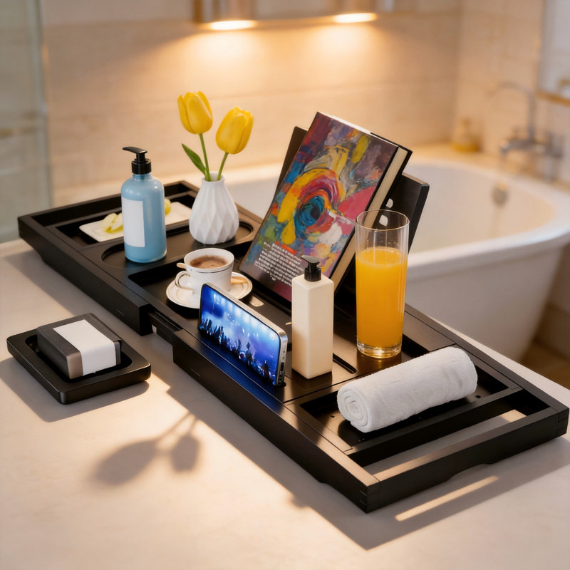 Plateau de bain extensible (noir), Noir