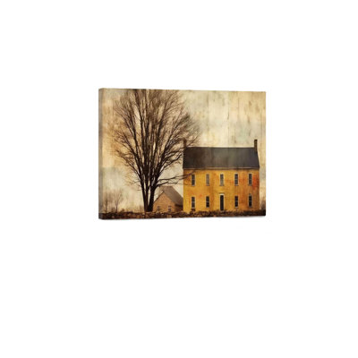 Old Barn Autumn Rustic Landscape, Built-In Back Wood Frame Wall Art, 30 X 20