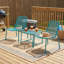 Ensemble de conversation d'extérieur 3 pièces avec cadre en fer - 2 chaises en filet et 1 table d'appoint, finition sarcelle matte, durable et élégant pour une utilisation sur le patio-1407125651