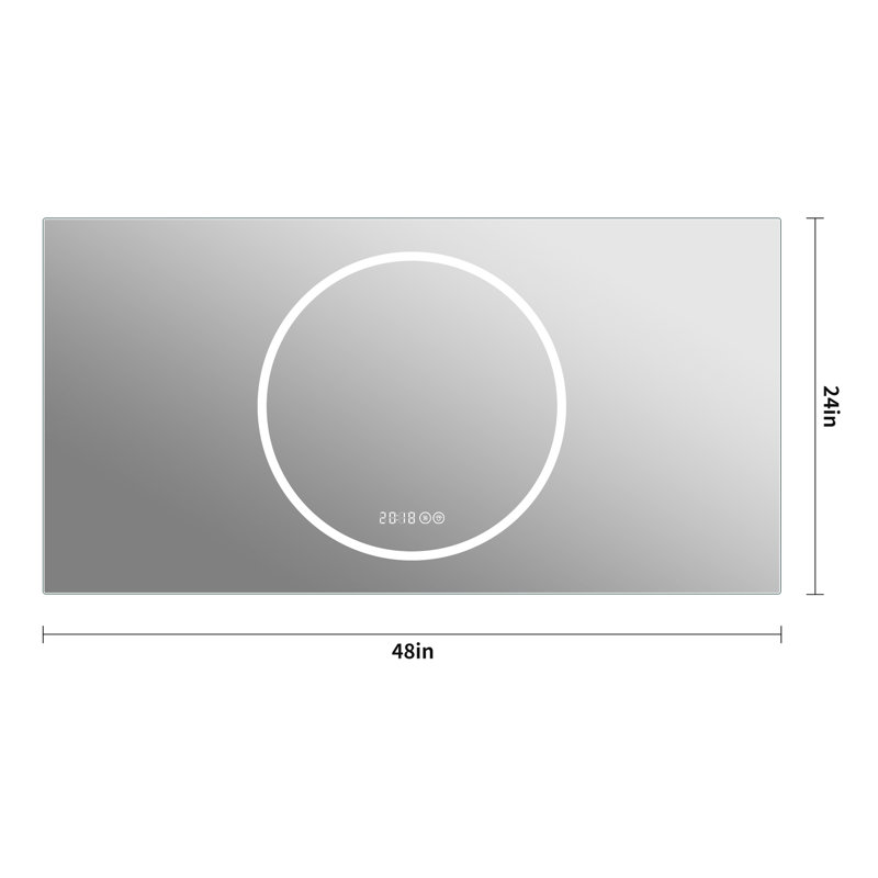 Miroir de salle de bain 48 po x 24 po avec brouillard, contrôle d'éclairage complet, fabrication durable, première conception