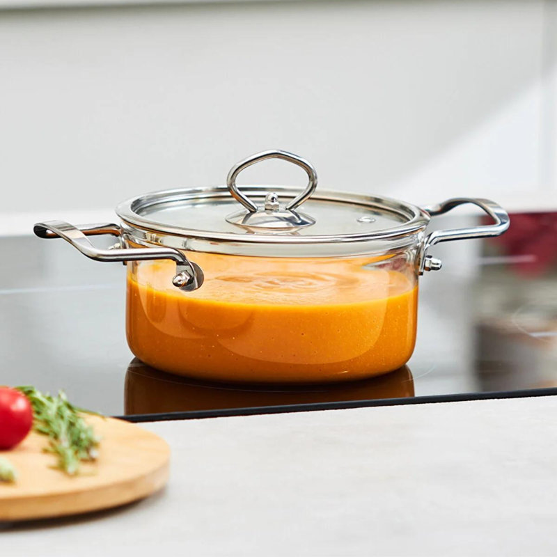 STP-Goods Clear Tempered Glass Soup Pot, 2.7 quarts