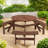 Floden Outdoor 6-Person Dining Sets With 3 Curved Benches, Round Tabletop And Umbrella Hole-2099939851